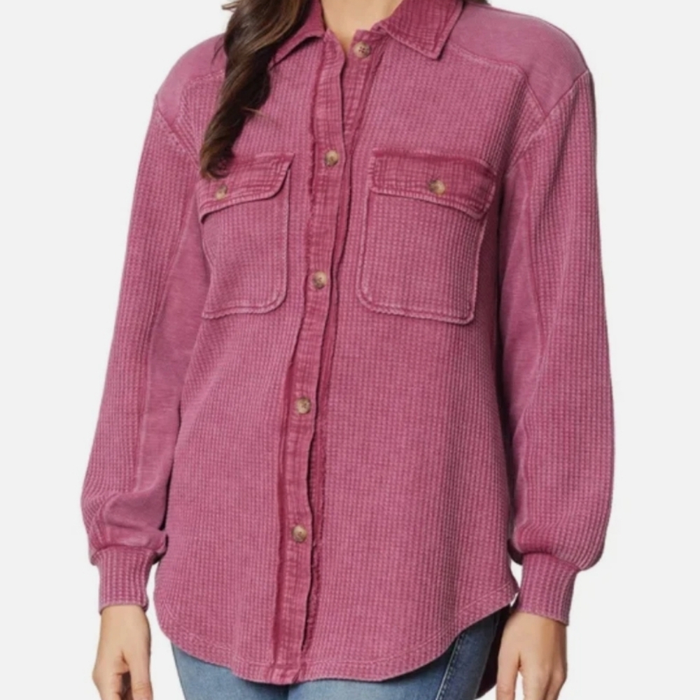 Briggs Waffle Knit Mulberry Button-Up Shirt